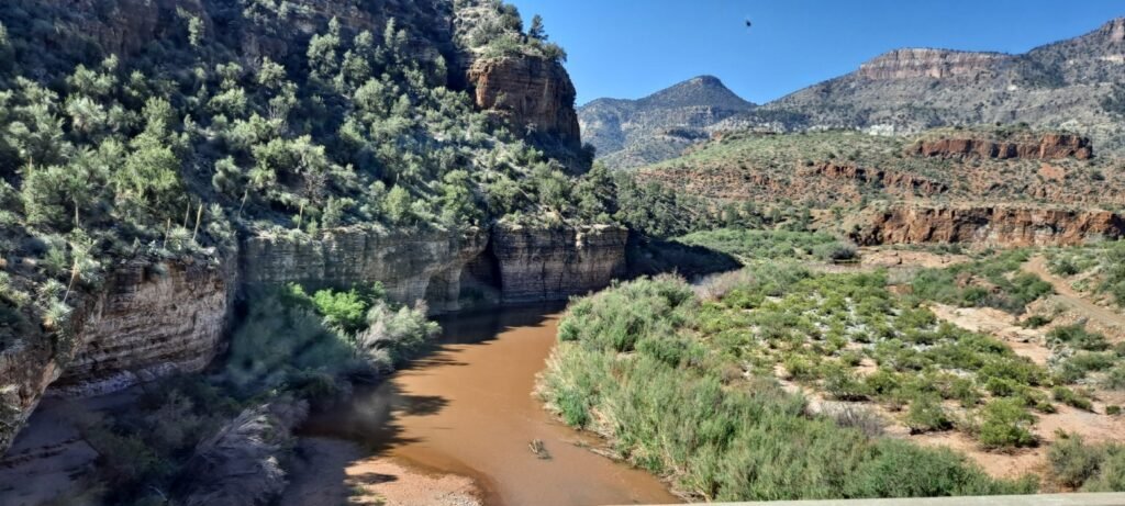 River winding through a rocky canyon in Arizona's Verde Valley