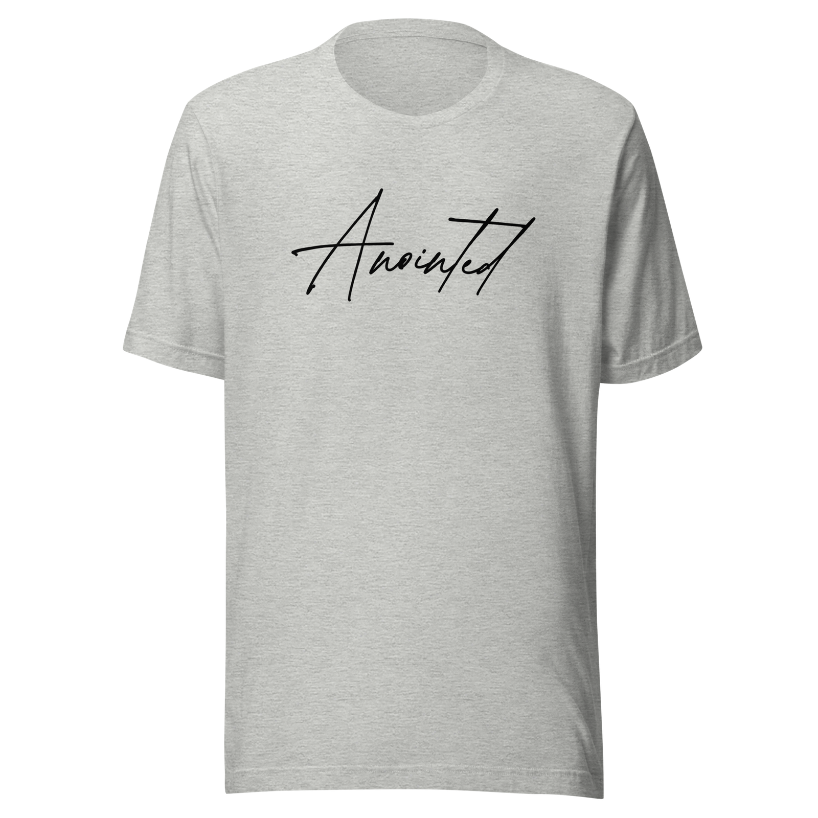 Athletic Heather Anointed Tee with minimalist faith-based script design