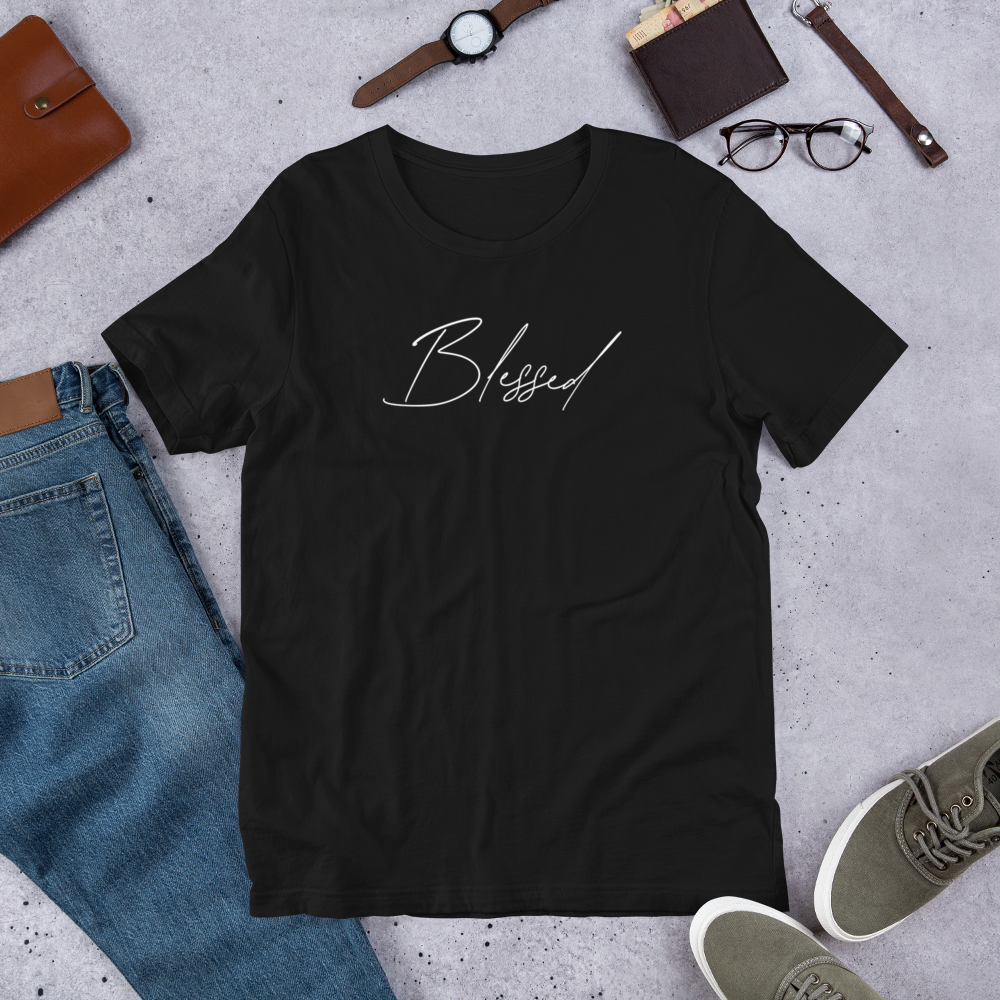 Blessed Christian tee styled in a lifestyle flatlay