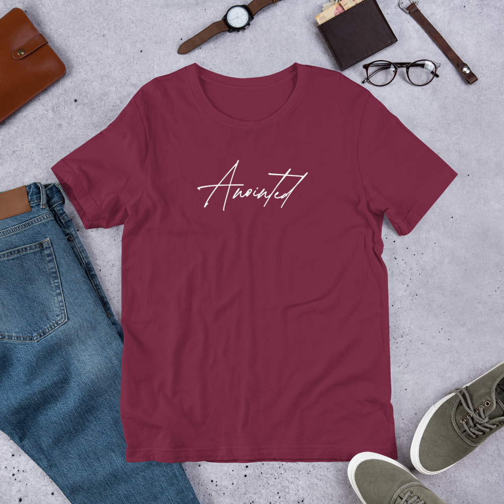 Maroon Anointed Tee styled in a lifestyle flatlay