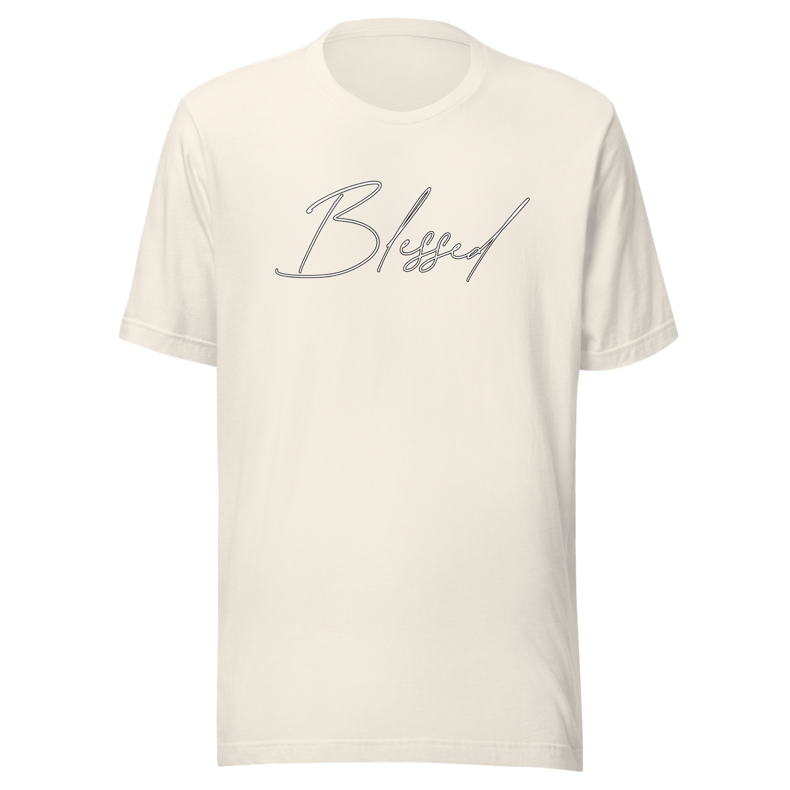 Vintage White Blessed Christian tee with minimalist script design